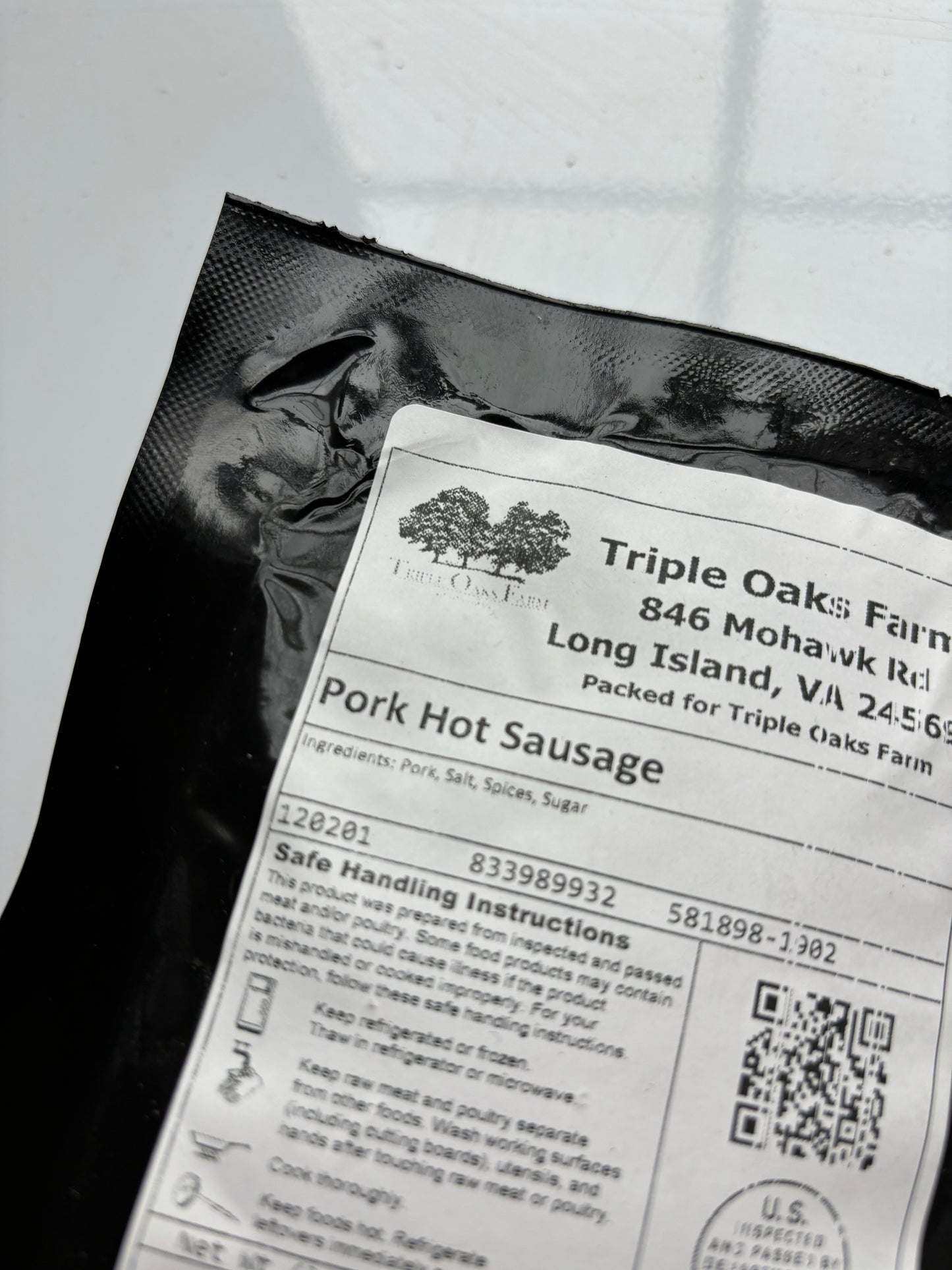 Triple Oaks Forested Pork Sausage: Hot