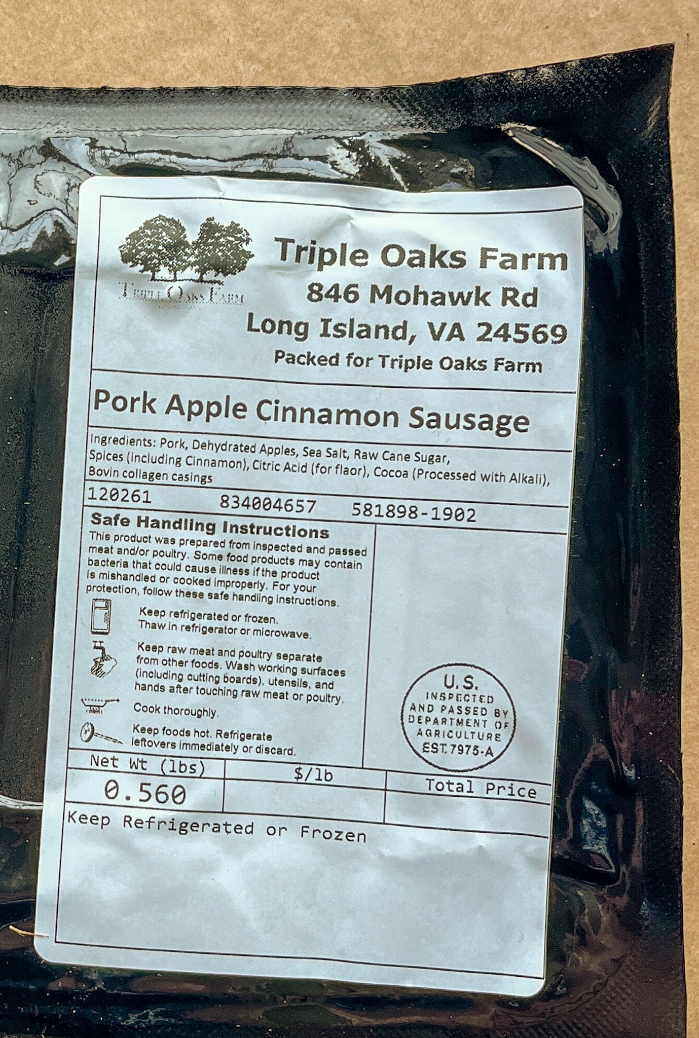 Triple Oaks Apple Cinnamon Sausage Links